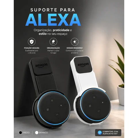 Suporte De Tomada Para Alexa Echo Dot 3ª Geração - Praticidade e Segurança Material Premium na Shopee