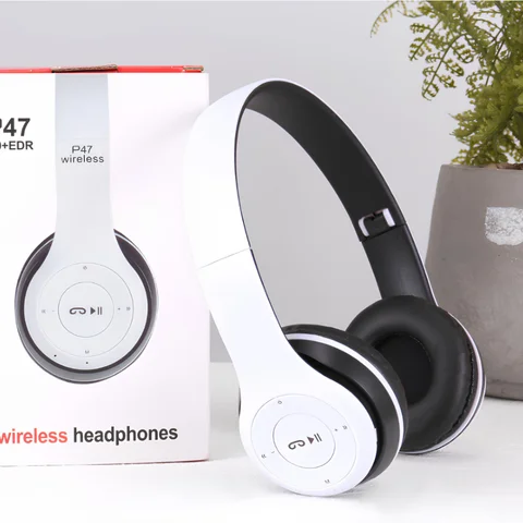 Fone de Ouvido Bluetooth Sem Fio P47 Ajustável Com Entrada Cartão SD e Cabo Auxiliar na Shopee