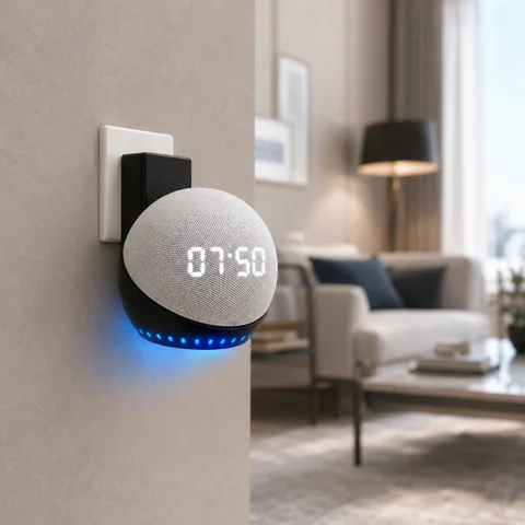 Suporte Alexa Echo Dot 4/5 Geração Tomada Parede Echo Pop | Sem Furo Organizador Cabo | Preto/Branco na Shopee